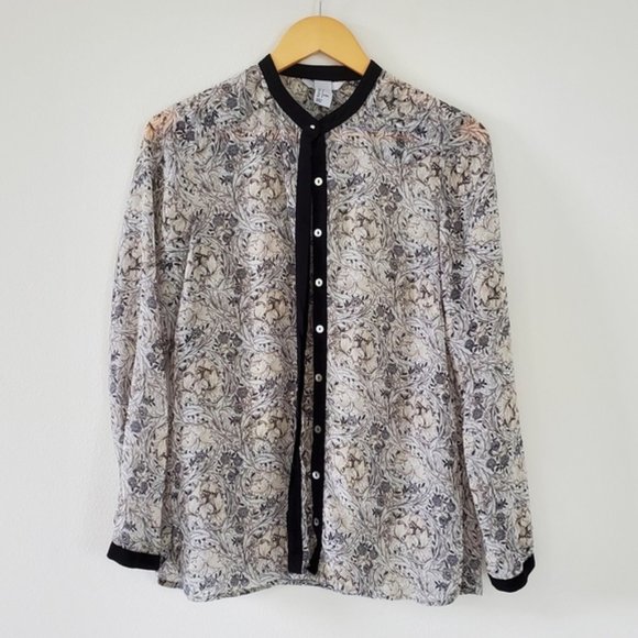 H&M Floral Semi-sheer Gray Blouse - Picture 1 of 4